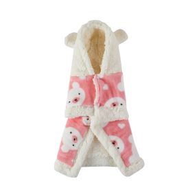 Pet Clothes Warm Thickened Flannel Hooded Shawl Pajamas (Option: Pink-S)