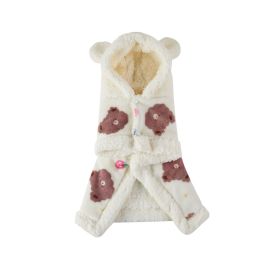 Pet Clothes Warm Thickened Flannel Hooded Shawl Pajamas (Option: White-S)