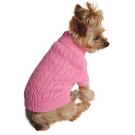 Dog Cable Knit 100% Cotton Sweater (Color: Candy Pink, size: 3X-Large)