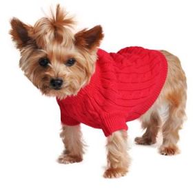 Dog Cable Knit 100% Cotton Sweater (Color: Fiery Red, size: medium)