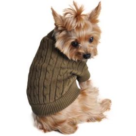 Dog Cable Knit 100% Cotton Sweater (Color: Herb Green, size: XX-Small)