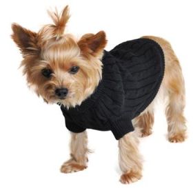 Dog Cable Knit 100% Cotton Sweater (Color: Jet Black, size: 3X-Large)