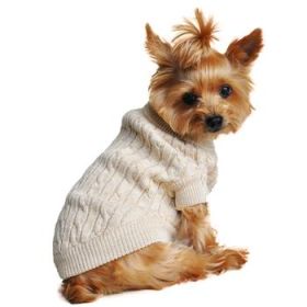 Dog Cable Knit 100% Cotton Sweater (Color: Oatmeal, size: 3X-Large)