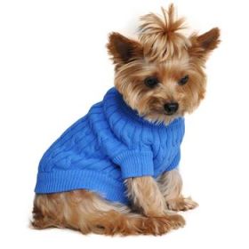 Dog Cable Knit 100% Cotton Sweater (Color: Riverside Blue, size: 2X-Large)