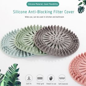 Round Silicone Drain Hair Catcher Drain Cover Hair Trap Kitchen Sink Strainer Bathroom Shower Bath Stopper Filter For Kitchen (Color: Green)