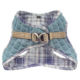 Step-In Denim Dog Harness - Blue Plaid (Color: Blue Plaid, size: xs)