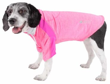 Pet Life Active 'Chewitt Wagassy' 4-Way Stretch Performance Long Sleeve Dog T-Shirt (Color: Pink, size: X-Small)