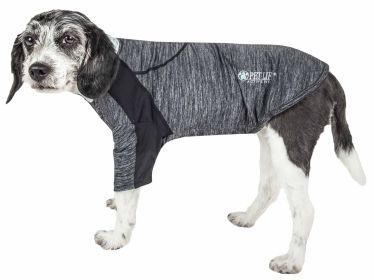 Pet Life Active 'Chewitt Wagassy' 4-Way Stretch Performance Long Sleeve Dog T-Shirt (Color: Black, size: large)