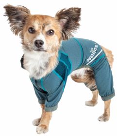 Dog Helios 'Namastail' Lightweight 4-Way Stretch Breathable Full Bodied Performance Yoga Dog Hoodie Tracksuit (Color: Blue, size: X-Small)