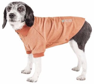 Pet Life Active 'Fur-Flexed' Relax-Stretch Wick-Proof Performance Dog Polo T-Shirt (Color: brown, size: small)