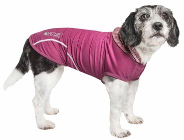 Pet Life Active 'Pull-Rover' Premium 4-Way Stretch Two-Toned Performance Sleeveless Dog T-Shirt Tank Top Hoodie (Color: Maroon, size: small)