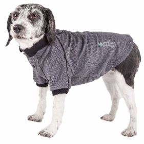 Pet Life Active 'Fur-Flexed' Relax-Stretch Wick-Proof Performance Dog Polo T-Shirt (Color: Grey, size: small)