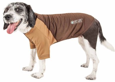 Pet Life Active 'Hybreed' 4-Way Stretch Two-Toned Performance Dog T-Shirt (Color: brown, size: X-Small)