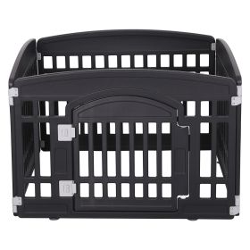 Pet Playpen Foldable Gate for Dogs Heavy Plastic Puppy Exercise Pen with Door Portable Indoor Outdoor Small Pets Fence Puppies Folding Cage 4 Panels M (blcak: blcak)