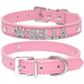 Bling Rhinestone Puppy Dog Collars Personalized Small Dogs Chihuahua (Color: Pink, size: M)